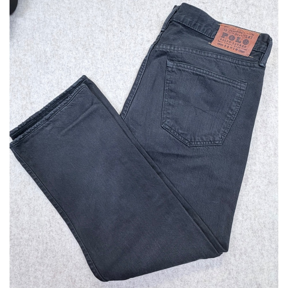 Polo Ralph Lauren Jeans Men 34x30 (36x29.5) Black Straight Leg 100% Cotton Denim